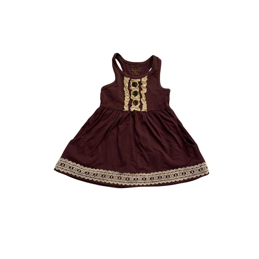 Sew Sassy Boutique Baby Girl Dress Plum Burgundy Ruffle & Lace Size 12M Pockets